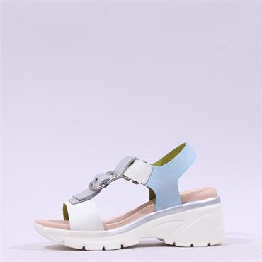 Hispanitas Cedro Ring Buckle Sandal - White Blue Combi
